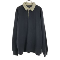 ギャップ 長袖 ラガーシャツ L ネイビー×ホワイト GAP ポロシャツ メンズ