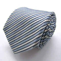 ビームス ブランド ネクタイ シルク ストライプ柄 ハンドメイド PO メンズ ブルー BEAMS 【中古】