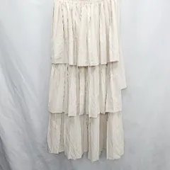 ◇ Θ archives アルシーヴ プリーツ加工 フリル ロング フレアー スカート サイズF ベージュ系 レディース E  【1410290056578】