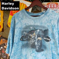 Harley-Davidson ハーレーダビッドソン USA製 Tシャツ XL タイダイ 両面プリント ブルー 水色 10645
