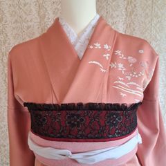 OB.186　着物 おしゃれ着こなし　帯飾り　成人式　前撮り　卒業式　袴　浴衣　ベリーレッド・黒シルバー・黒　フリル