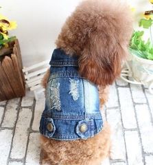 犬の服　ダメージdenimベスト