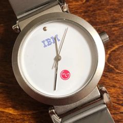 IBM LGエレクトロニクス Wネーム 腕時計 クオーツ 詳細不明 稼動品 白文字盤 バウハウス ブレス