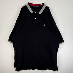 古着 90's/90年代 ノーティカ NAUTICA 半袖 ポロシャツ ロゴ 刺繍 大きいサイズ 肉厚 2ボタン XXL  ブラック ツートン メンズ