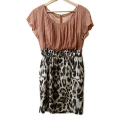 ダイアグラム ワンピース サイズ34 S レディース美品  - ライトブラウン×アイボリー×ダークブラウン 半袖/ひざ丈/豹柄