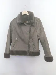 ■ mysty woman フェイクムートン ライダース風 暖かい 長袖 ブルゾン ジャケット サイズF ダークブラウン レディース P  【1304100010860】のサムネイル