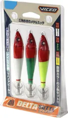 【大人気】【三角形状/夜行ボディ】イカメタル用スッテ ビセオ(VICEO) デルタスッテ3個セット (VCDS)のサムネイル