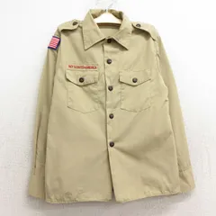古着 長袖 ボーイスカウト シャツ キッズ ボーイズ 子供服 90s ワッペン ベージュ カーキ 24aug31