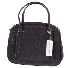 美品！L.VANNINI オーストリッチ　ハンドバッグ　ブラック 美品！L.VANNINI オーストリッチ ハンドバッグ ブラック