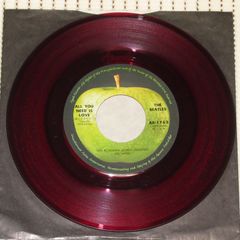 シングルレコード　アップル赤盤　ビートルズ　愛こそはすべて　AR-1763　￥400?（￥500価格改訂シール貼り）　BEATLES　ALL YOU NEED IS LOVE　APPLE　REDWAX