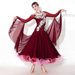 社交ダンス スタンダードドレス デモ パーティー gentil ブルー M～L
