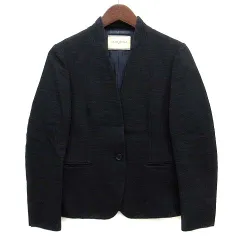 ユナイテッドアローズ UNITED ARROWS スラブ V ノーカラー ジャケット ネイビー 紺 38