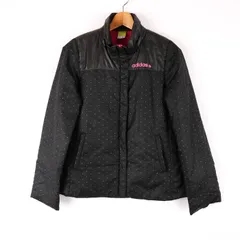 アディダス ブルゾン ジャケット 中綿 ドット柄 スポーツウエア アウター 黒 レディース Mサイズ ブラック adidas 【中古】