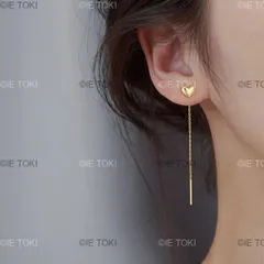 金メッキのステンレス鋼ハート型イヤリング フェードしないジュエリー 長いイヤリング 女性へのギフト ファッションジュエリー