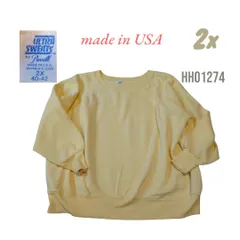 90s USA製無地スウェットトレーナー2xイエローPannillラグラン袖HH01274のサムネイル
