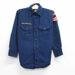古着 長袖 ビンテージ ボーイスカウト シャツ キッズ ボーイズ 子供服 70s 紺 ネイビー 25aug20