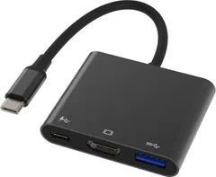 JastBang 互換品 USB Type-C HDMIアダプタ USBタイプC 4K HDMIポート+USB 3.0ポート+タイプC 急速PD充電+USB2.0 2イン1ポート 変換アダプタ UHD iPhone Air/iPad(ブラック)
