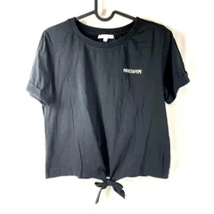 パトリツィアぺぺ PATRIZIA PEPE Tシャツ カットソー 半袖 綿100％ 結びリボン ロゴ入り 肩パッド 黒 0サイズ 898210のサムネイル
