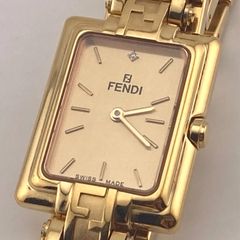 FENDI ゴールド クォーツ時計　限定版2500個 730L 2500本限定 腕時計 クォーツ スクエア 1Pダイヤモンド