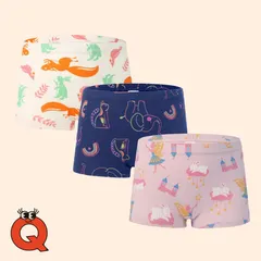 送料無料 Qセット 3枚セット キッズ ボクサーパンツ 女の子 女児 ガールズ 小学生 下着 パンツ ショーツ インナー 肌着 綿 快適 洗濯簡単 春夏秋冬 普段使い フィット 100cm 110cm 120cm 130cm 140cm 150cm