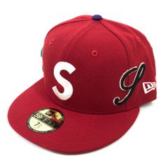 07w8068★ NEWERA × SUPREME ニューエラ シュプリーム キャップ 59FIFTY 71/2サイズ MULTI S LOGO レッド【中古品】