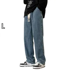 [L]メンズ ファッション 服 オシャレ シンプル 大人 かっこいい 大きいサイズ ストリート 紳士服 秋　冬 アメリカン ベルベット ジーンズ ストレート ワイド レッグ カジュアル ロング パンツ