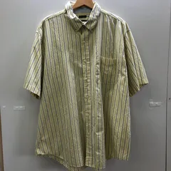 Chaps/チャップス 半袖 シャツ 90年代 vintage ヴィンテージ BD ボタンダウンシャツ ストライプシャツ ワンポイントロゴ 90’s バングラデシュ製 メンズ XXL イエロー