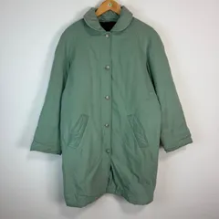 Paul Stuart ポールスチュアート コート ロングコート レディース Mサイズ グリーン 緑 古着 イタリア製 シンプル  無地  オーバーサイズ チェック裏地