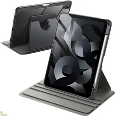 スペースグレイ JEDirect 回転ケース iPad Air 11インチ M3/M2 (2025/2024)、iPad Air 5/4用 (2022/2020、第5/4世代、10.9インチ) Pencilホルダー付き 360°回転保護 スタンドカバー ク
