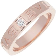 ブルガリ 指輪 K18PG ダイヤ1P(0.04ct) B.zero1 ビーゼロワンリング ブルガリブルガリダブルロゴリング AN854185 341823