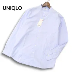 【新品 未使用】 UNIQLO ユニクロ 通年 EFCブロード★ 長袖 スタンドカラー シャツ Sz.M メンズ