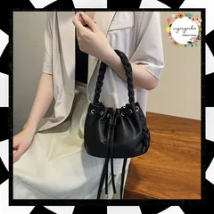 ショルダーバッグ レディース 巾着バック PUレザー バケツバック 編み持ち手 オフィスカジュアル ハンドバッグ 韓国 手提げバッグ コンパクト 小さめ 斜め掛け お洒落 肩掛け 可愛い ミニトート 2WAY 鞄 小さめ マチあり 6ZMIN-001