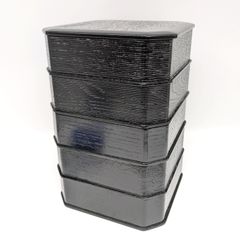 未使用 茶道具 木製 柿合漆 五段 縁高重 弁当箱 懐石道具 天然木 紙箱