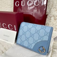 GUCCIGGエンブレム ミニウォレットブルー