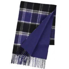 [Elensia] エレンシア カシミヤブレンド リバーシブル マフラー レディース メンズ UVカット98%以上 チェック 30×186cm 160g 全13色 ブルー パープル [ブルー パープル]