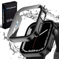 【新着商品】9/8/7/6/SE/5/4 一体型 Series 3D直角エッジ新デザイン 強化ガラスフィルム メッキ加工 保護ケース PC素材 用 40mmアップルウォッチ 高タッチ感度 41mm 全面保護 44mm 衝撃吸収 45mm Watch防水ケース