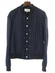 Maison Margiela14 メゾン マルジェラ 16SS ストライプボンバージャケット ネイビー 50のサムネイル