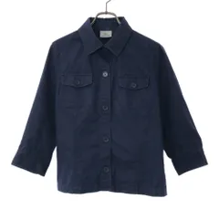 ラコステ 7分袖 シャツジャケット 42 ネイビー LACOSTE レディース 古着 【240325】