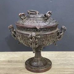 銅製 四獣樽蟠紋礼器 客間 玄関 書架 茶台 装飾品 現代工芸品 美術品 置物 銅製 四獣樽蟠紋礼器 客間 玄関 書架 茶台 装飾品 現代工芸品