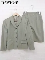 ◇ NEWYORKER バックジップ スリット 膝丈 シングル スカート スーツ セットアップ サイズ11AR グリーン系 レディース  【中古】 【1112170007242】