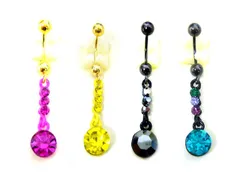 １８Gカラフル丸ストーン　耳兼用ボディピアス ヘソピアス へそピアス 耳ピアス