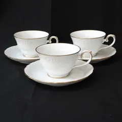 NORITAKE ノリタケ カップ・ソーサー 金彩　ホワイト 3客