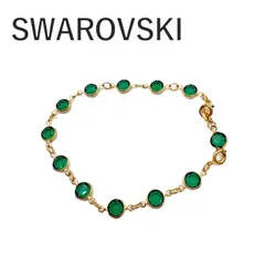 スワロフスキー SWAROVSKI ブレスレット ゴールド×グリーン ストーン チェーン レディース アクセサリー