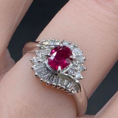 5号Pt950タンザニア産ピンクスピネル0.5ct アンティーク調リング保証