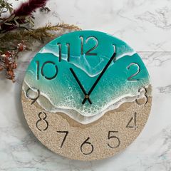 【SALE】海のレジンアート・掛け時計 レジン海アート 壁掛け時計 エポキシレジン 海時計 レジンアート