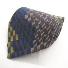 ミラショーン ブランド ネクタイ ストライプ柄 格子柄 リバーシブル イタリア製 PO メンズ ブラウン mila schon 【中古】