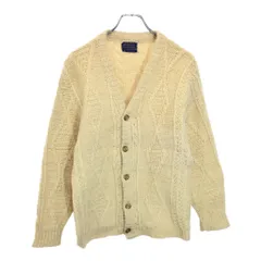 70年代 USA製 PENDLETON ペンドルトン ウールニット カーディガン ヴィンテージ アイボリー(メンズ M)中古 古着 V0231