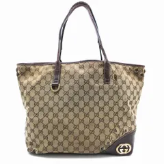 GUCCI グッチ 169945 486628 GGキャンバス×レザー トートバッグ ハンドバッグ ショルダー 肩掛け ベージュブラウン レディース /T2K