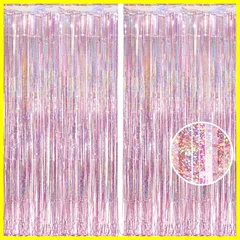 【感謝特価】2個セット BRAVESHINE タッセルカーテン キラキラ 背景 明るい光沢 誕生日 飾り付け 100cm*250cm 誕生日 飾り カーテン birthday decorations パーティー デコレーション party decoration