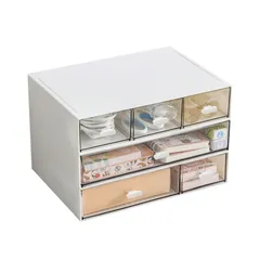 新品 小物入れ 引き出し 卓上収納ケース 組み合わせ自由 小物棚 レターケース デスクオーガナイザー おしゃれ卓上収納ボックス A5 化粧品 文房具 デスク収納 書類ケース 組立不要 (23cm*17cm*15cm-3段式)